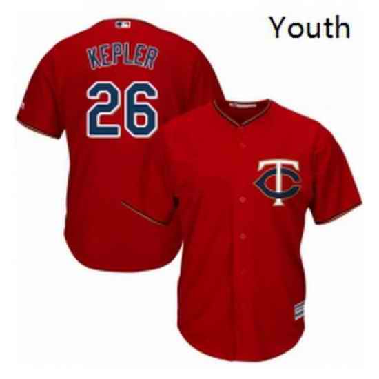 Youth Majestic Minnesota Twins 26 Max Kepler Authentic Scarlet Alternate Cool Base MLB Jersey